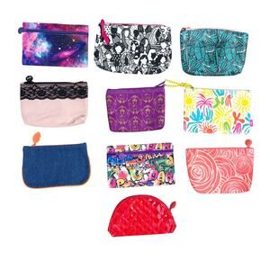 Ipsy Bundle of 10 Glam Bags Makeup Pouches Zip Top Closure EUC